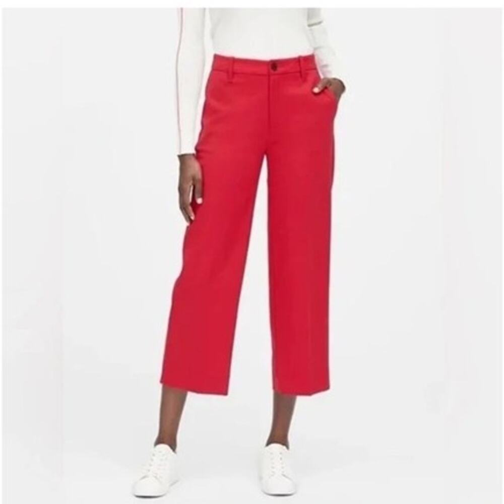 NWT Banana Republic Slim Wide-Leg Cropped Pants in Ultra Red Size 14